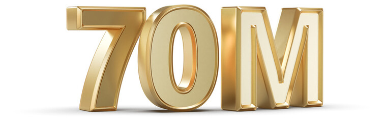 70M Followers Gold 3D Number