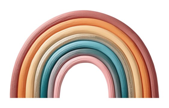 Abstract Boho Rainbow Arc Isolated on Transparent Background.