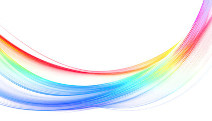 Abstract Rainbow Curved Lines, A colorful, wavy pattern, Isolated on Transparent Background.