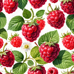 seamless pattern with raspberries