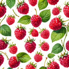 seamless pattern with raspberries