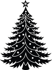 Christmas tree silhouette icon, illustration on white background.