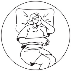 short hair woman sleeping illustration