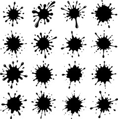 A high-resolution abstract illustration of black ink splatters on a white background. Perfect for adding a bold artistic touch to designs or backgrounds.