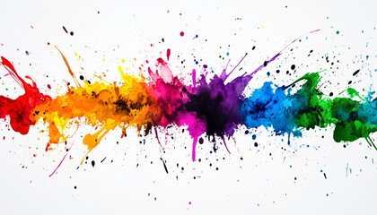 Fototapeta premium Random bursts and splatters of ink in black and white or vibrant colors, evoking a raw, artistic energy