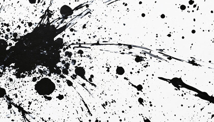 Random bursts and splatters of ink in black and white or vibrant colors, evoking a raw, artistic energy