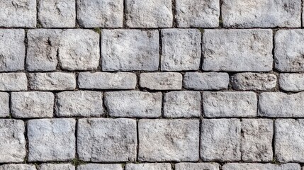 Fototapeta premium Seamless pattern of cartoon-style stone wall bricks in shades of brown and gray, ideal for medieval or fantasy-themed projects.