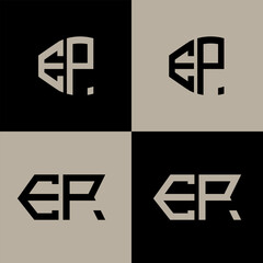 Obraz premium EP polygon, circle, triangle, hexagon, flat and simple letter logo set in one artboard. EP minimalist and classic logo.