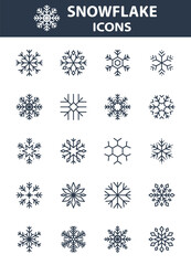 Set of snowflake icons, winter, frozen