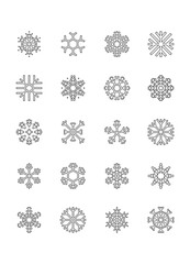 Set of snowflake icons, winter, frozen