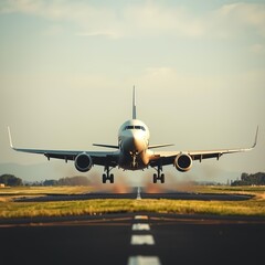 A plane taking off from the runway