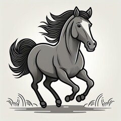 funny cute running horse vector