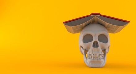 Skull under book