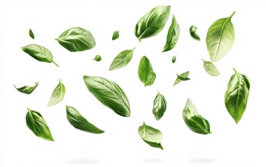 Naklejka premium Basil Leaves Isolated on White Background Generative AI