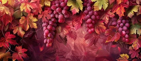 Girlish Grapes Red Autumn Leaves A Wall Of Leaves Twined With Red And Green Grape Leaves