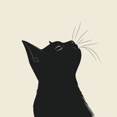 A cat in an abstract black and orange style, abstract cat illustration, dark and orange