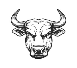 Fierce Bull Portrait Monochrome Vector Illustration Fierce Bull Portrait Monochrome Vector Illustration.