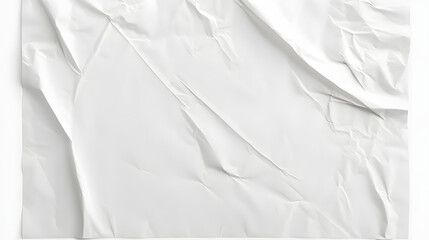 Obraz premium crumpled white paper texture , wrinkled poster template ,blank glued creased paper sheet mockup. white poster mockup on wall. empty paper mockup png, clipping path.