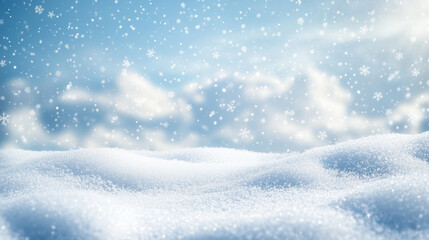 Cold sky and snowy background