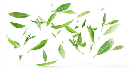 Fototapeta premium Green Leaves in Abstract Floating Motion Generative AI
