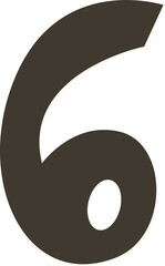 Black font, number 6