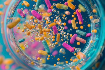 Microscopic View of Bacteria Multiplying on Petri Dish