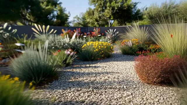 Xeriscaping Garden with Pathway