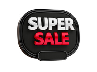Super Sale Icon 3D render Isolated on Transparent Background