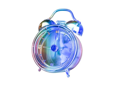 Futuristic Holographic Gradient Abstract Crystal Material Watch Icon Isolated on Transparent Background