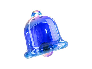 Futuristic Holographic Gradient Abstract Crystal Material Bell Icon  Isolated on Transparent Background