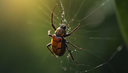 Fototapeta premium Spiders prey caught in its web