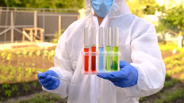 Taking soil samples in nature. Selective focus.