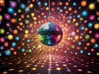 disco ball with disco lights,Ai generated 