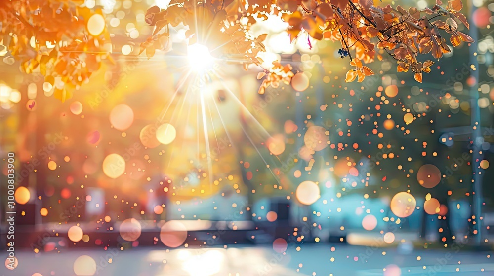 Canvas Prints Soft focus of an outdoor concert in autumn with blurred stage and clear sky