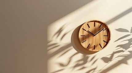 Soft taupe background with a subtle shadow of a clock providing a refined atmosphere