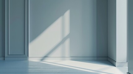 Fototapeta premium Gray-blue wallpaper featuring a faint shadow of a vertical panel offering modern style