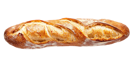 French baguette bread isolated on transparent background.