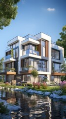 Fototapeta premium New housing development building houses for increased demand in rural area 