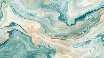 Fototapeta premium Gray-blue wallpaper with marbled teal and beige offering a calm fluid abstract design