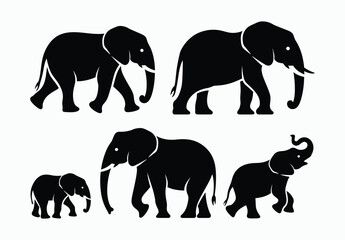 Naklejka premium Elegant African Elephant Silhouette EPS Vector File Movement on a White Background