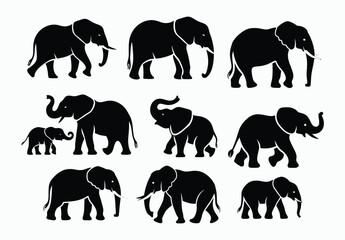 Obraz premium Elegant African Elephant Silhouette EPS Vector File Movement on a White Background