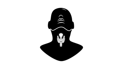 human Thyroid, black isolated silhouette