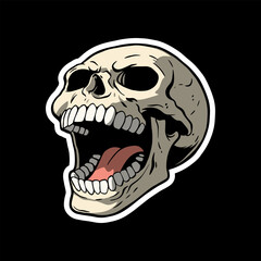 angry skull art illustration hand drawn for stickers logo poster etc
