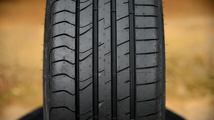 Bangkok,Thailand - 15 Aug, 2024: Closeup focus to Tread of Goodyear Eagle F1 sport  tires         