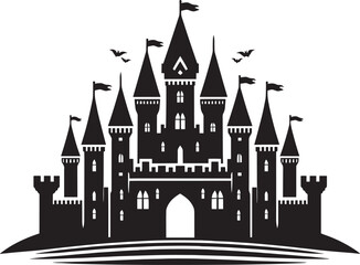 Ancient Castle silhouette vector illustration isolated on a white background