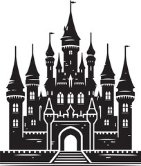 Obraz premium Ancient Castle silhouette vector illustration isolated on a white background
