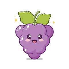 Fototapeta premium Grape Cute Cartoon Fruit Fresh Animation Kawaii Healthy Character 