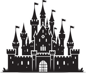 Obraz premium Ancient Castle silhouette vector illustration isolated on a white background