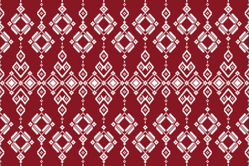 Obraz premium Fabric pixel abstract geometric pattern Thai stye design for clothing, fabric, background, wallpaper, wrapping, batik. Knitwear, Embroidery style. Aztec geometric art ornament print.