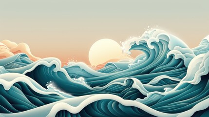 Fototapeta premium Detailed illustration of organic and natural waves, evoking the gentle movement of water